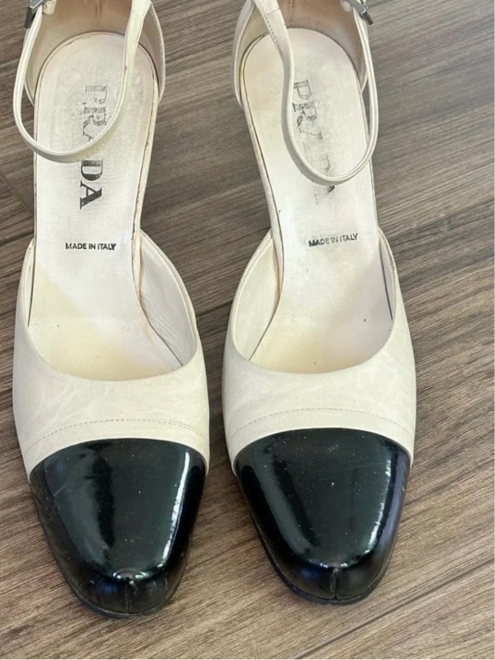 Prada Mary Jane Two Tone Leather Pumps